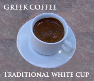 Greek coffee in white cup