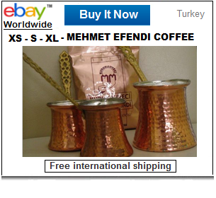 Turkish coffee pots with ground coffee